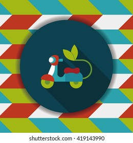 Environmental protection concept flat icon with long shadow,eps10; Reduce riding a motorcycle, reduce air pollution