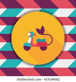 Environmental protection concept flat icon with long shadow,eps10; Reduce riding a motorcycle, reduce air pollution