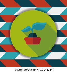 Environmental protection concept flat icon with long shadow,eps10; Protect our forests and ecological plant.