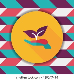 Environmental protection concept flat icon with long shadow,eps10; Protect our forests and ecological plant.