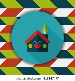 Environmental protection concept flat icon with long shadow,eps10; greenhouses; green house