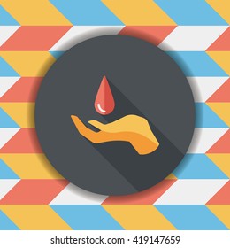 Environmental protection concept flat icon with long shadow,eps10; Conserve water, protect the environment.