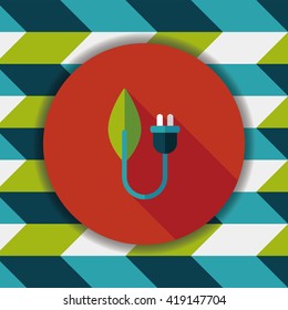 Environmental protection concept flat icon with long shadow,eps10; Saving energy to protect our environment
