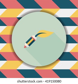 Environmental protection concept flat icon with long shadow,eps10; Decomposable pencil; Environmentally friendly materials pencil