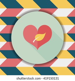 Environmental protection concept flat icon with long shadow,eps10; Sincerely protect our environment; heart concept