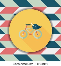 Environmental protection concept flat icon with long shadow,eps10; More cycling to reduce emissions