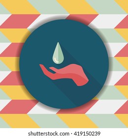 Environmental protection concept flat icon with long shadow,eps10; Conserve water, protect the environment.