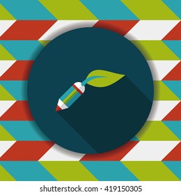 Environmental protection concept flat icon with long shadow,eps10; Decomposable pencil; Environmentally friendly materials pencil