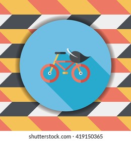 Environmental protection concept flat icon with long shadow,eps10; More cycling to reduce emissions