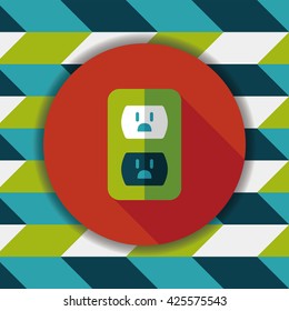 Environmental protection concept flat icon with long shadow,eps10; Saving energy, turning off lights