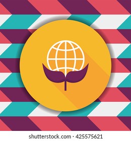 Environmental protection concept flat icon with long shadow,eps10; Protect our environment, protect our planet