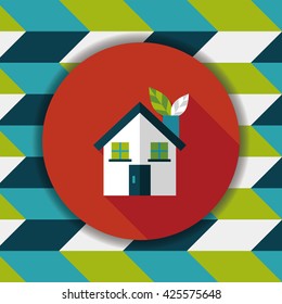 Environmental protection concept flat icon with long shadow,eps10; greenhouses; green house