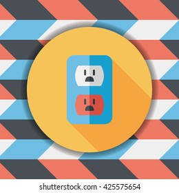 Environmental protection concept flat icon with long shadow,eps10; Saving energy, turning off lights