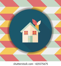 Environmental protection concept flat icon with long shadow,eps10; greenhouses; green house