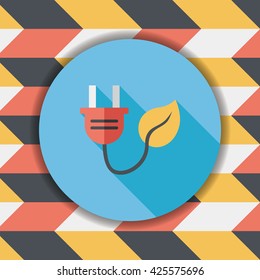 Environmental protection concept flat icon with long shadow,eps10; Saving energy, turning off lights