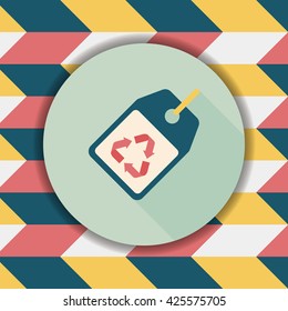 Environmental protection concept flat icon with long shadow,eps10, recycled tag