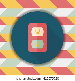 Environmental protection concept flat icon with long shadow,eps10; Saving energy, turning off lights