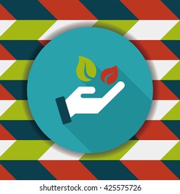 Environmental protection concept flat icon with long shadow,eps10; Sincerely protect our environment; saving energy to protect our home