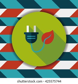 Environmental protection concept flat icon with long shadow,eps10; Saving energy, turning off lights
