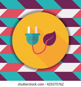 Environmental protection concept flat icon with long shadow,eps10; Saving energy, turning off lights