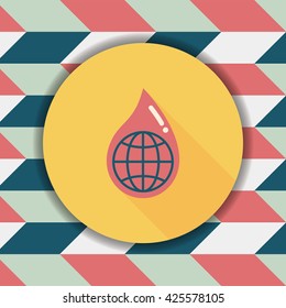 Environmental protection concept flat icon with long shadow,eps10; Conserve water, protect the environment.
