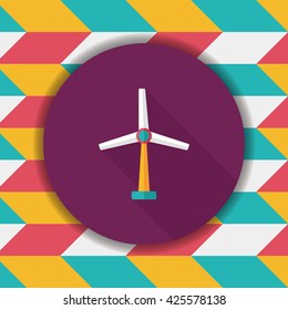 Environmental protection concept flat icon with long shadow,eps10; wind energy; saving energy; renewable energy