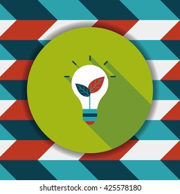 Environmental protection concept flat icon with long shadow,eps10; Saving energy, turning off lights