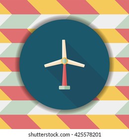 Environmental protection concept flat icon with long shadow,eps10; wind energy; saving energy; renewable energy