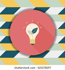 Environmental protection concept flat icon with long shadow,eps10; Saving energy, turning off lights