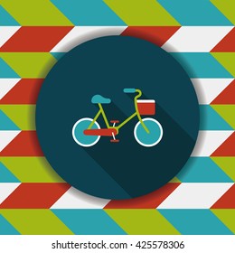 Environmental protection concept flat icon with long shadow,eps10; More cycling to reduce emissions