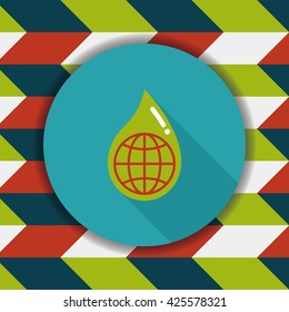 Environmental protection concept flat icon with long shadow,eps10; Conserve water, protect the environment.