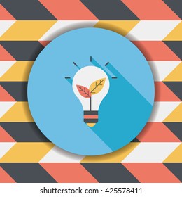Environmental protection concept flat icon with long shadow,eps10; Saving energy, turning off lights