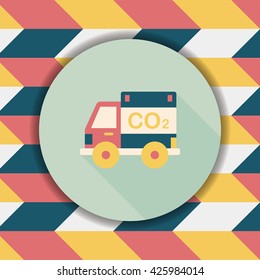 Environmental protection concept flat icon with long shadow,eps10; Reduce the use of gasoline, reduce air pollution