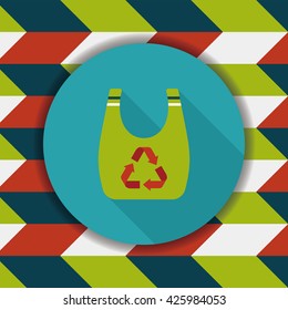 Environmental protection concept flat icon with long shadow,eps10; Recycled shopping bag