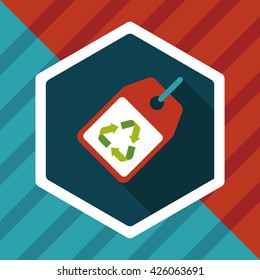 Environmental protection concept flat icon with long shadow,eps10, recycled tag