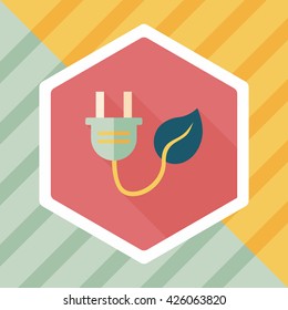 Environmental protection concept flat icon with long shadow,eps10; Saving energy, turning off lights