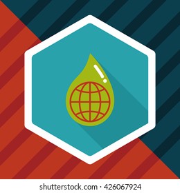 Environmental protection concept flat icon with long shadow,eps10; Conserve water, protect the environment.