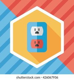 Environmental protection concept flat icon with long shadow,eps10; Saving energy, turning off lights