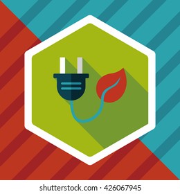 Environmental protection concept flat icon with long shadow,eps10; Saving energy, turning off lights