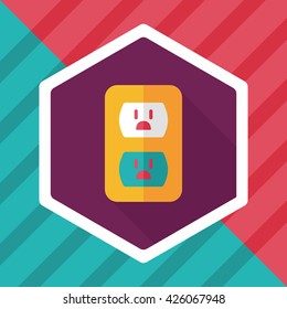 Environmental protection concept flat icon with long shadow,eps10; Saving energy, turning off lights