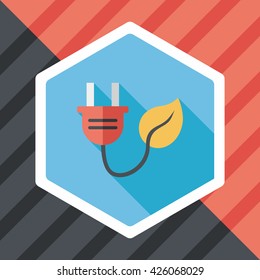 Environmental protection concept flat icon with long shadow,eps10; Saving energy, turning off lights
