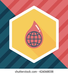 Environmental protection concept flat icon with long shadow,eps10; Conserve water, protect the environment.