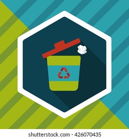 Environmental protection concept flat icon with long shadow,eps10, Doing recycle to protect our environment; recycled garbage