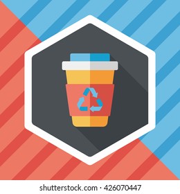 Environmental protection concept flat icon with long shadow,eps10; Recycled water bottle