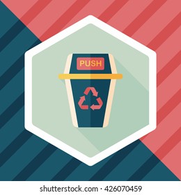 Environmental protection concept flat icon with long shadow,eps10, Doing recycle to protect our environment; recycled garbage