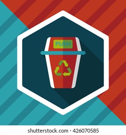 Environmental protection concept flat icon with long shadow,eps10, Doing recycle to protect our environment; recycled garbage