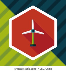 Environmental protection concept flat icon with long shadow,eps10; wind energy; saving energy; renewable energy