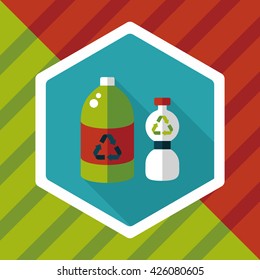 Environmental protection concept flat icon with long shadow,eps10; Recycled water bottle
