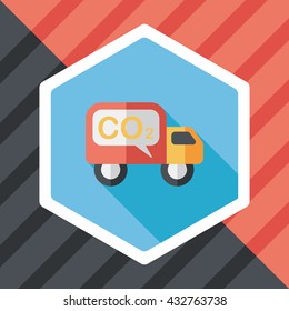 Environmental protection concept flat icon with long shadow,eps10; Reduce the use of gasoline, reduce air pollution