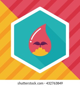Environmental protection concept flat icon with long shadow,eps10; Conserve water, protect the environment.